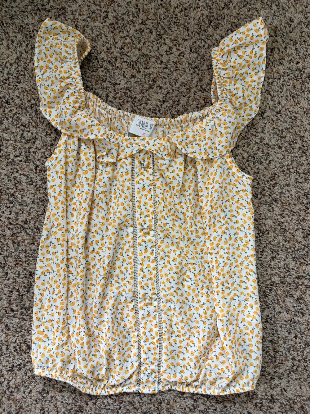 Sienna Sky Yellow Floral Ruffle Tank Top